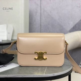 셀린느 트리옹프 클래식 샤이니 숄더백 미디엄 베이지 187363