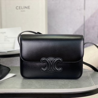 셀린느 트리오페 캔버스 박스 숄더백 미디엄 블랙 199223