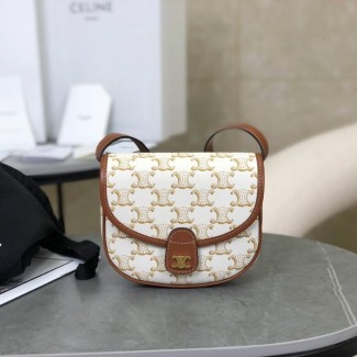 셀린느 미니 베사체 트리옹프 캔버스백 화이트 탄 196702