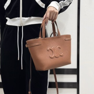 셀린느 틴 클래식 파니에 팜 리프 카프스킨 브라운