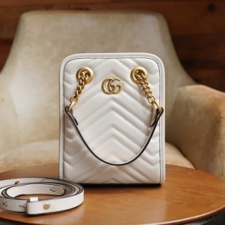 구찌 GG 마몽 마틀라세 미니백 화이트