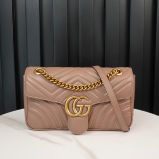 구찌 GG 마몽 마틀라세 스몰 체인 숄더백 누드