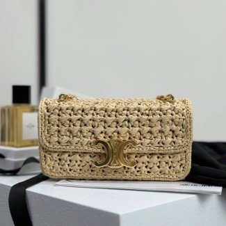 셀린느 트리옹프 체인 숄더백 라피아 197993