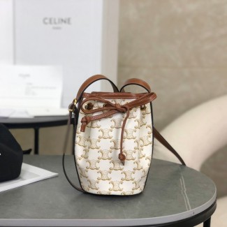셀린느 미니 드로우스트링 백 화이트 10H492