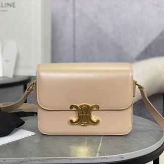 셀린느 트리옹프 클래식 샤이니 숄더백 스몰 베이지 188423