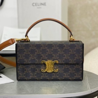 셀린느 트리오페 캔버스 박스백 블랙 탄 199992