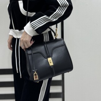 셀린느 스몰 16 백 - 내추럴 카프스킨 - 블랙