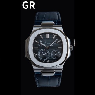 GR공장 파텍필립 노틸러스 문페이즈 청판 다이얼 가죽밴드 5712