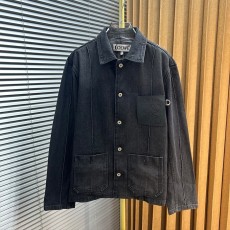 로에베 레더 아나그램 디보스드 패치 포켓 코튼 데님 자켓