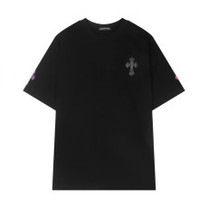 크롬하츠 실버 자수 패치 반팔 티셔츠 블랙