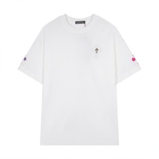 크롬하츠 실버 자수 패치 반팔 티셔츠 화이트