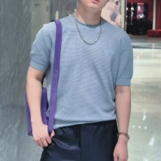 프라다 레이스업 티셔츠 블루