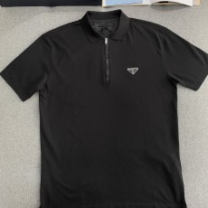 프라다 쇼트 슬리브 피케 및 리나일론 모크 터틀넥 블랙