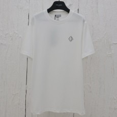 디올 다이아몬드 캐주얼 코튼 저지 티셔츠 화이트