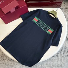 구찌 네이비 프린트 코튼 저지 티셔츠 네이비