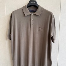 루이비통 자수로고 코튼 폴로 반팔 티셔츠 브라운