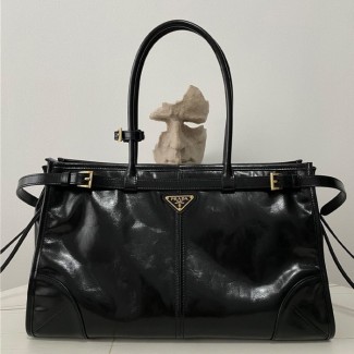 프라다 라지 가죽 핸드백 블랙 1BA433