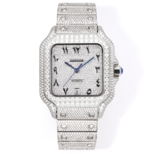 F4공장 까르띠에 산토스 모이사나이트 파베 세팅 화이트 골드 금통 40mm