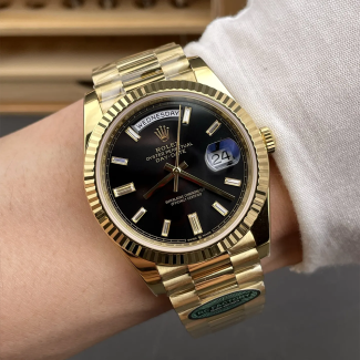 RC공장 롤렉스 데이데이트 블랙 바게트 다이얼 40mm 옐로우 골드 금통 228238